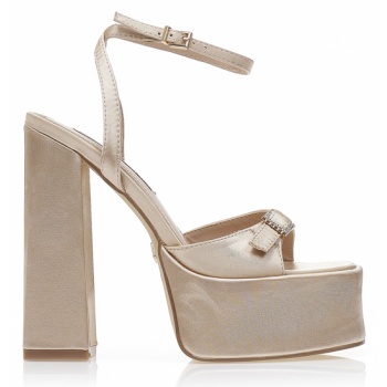 πέδιλα μπρονζέ σατέν με φιάπα και στρας σε προσφορά