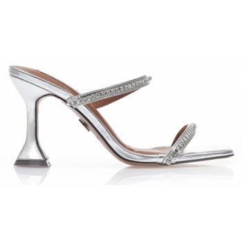 mules ασημί δερματίνη με στρας ασημι σε προσφορά