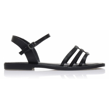 σανδάλια μαύρα δερματίνη με anmal print σε προσφορά