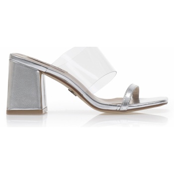 mules ασημί δερματίνη με διαφάνεια ασημι σε προσφορά