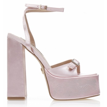 πέδιλα ροζ σατέν με φιάπα και στρας ροζ σε προσφορά