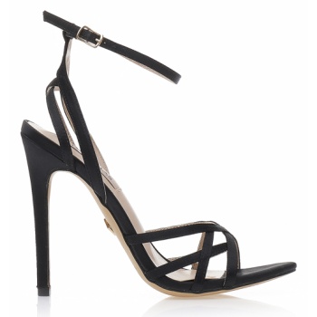 πέδιλα μαύρα σατέν με πολλαπλά λουράκια σε προσφορά