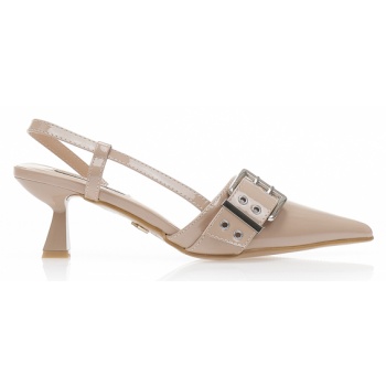 γόβες mules nude λουστρίνι με σε προσφορά