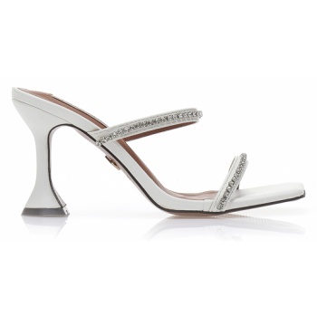 mules λευκά δερματίνη με στρας λευκο σε προσφορά