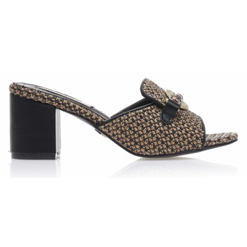 mules μαύρα δερματίνη με πλέξη και σε προσφορά