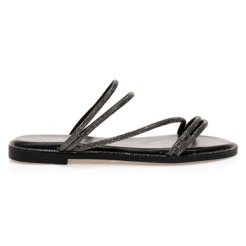 σανδάλια μαύρα δερματίνη με πολλαπλά σε προσφορά