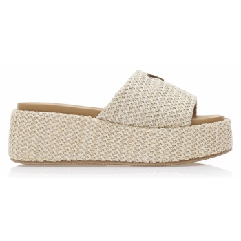 flatforms μπεζ ψάθινα με αγκράφα μπεζ σε προσφορά