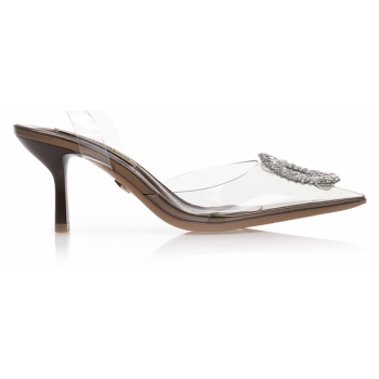 γόβες καφέ λουστρίνι με διαφάνεια και σε προσφορά