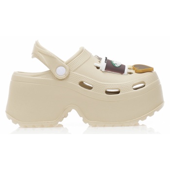 παντόφλες σαμπό μπεζ λάστιχο με σε προσφορά