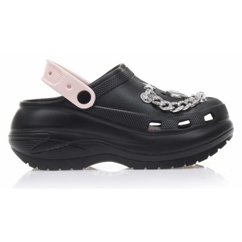 παντόφλες σαμπό μαύρες και ροζ λάστιχο σε προσφορά