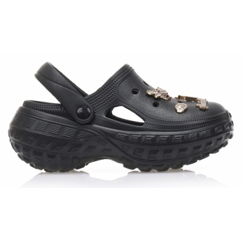 παντόφλες σαμπό μαύρες λάστιχο με χρυσά σε προσφορά