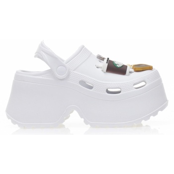 παντόφλες σαμπό λευκές λάστιχο με σε προσφορά