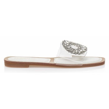 σανδάλια λευκά δερματίνη με αγκράφα από σε προσφορά