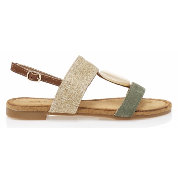 σανδάλια πράσινα σουέτ με κοκκάλινο σε προσφορά