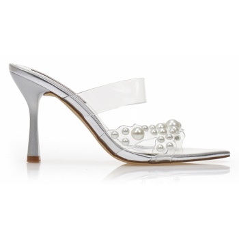 mules ασημί δερματίνη με διαφάνεια και σε προσφορά
