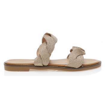 σανδάλια μπρονζέ δερματίνη με πλεκτή σε προσφορά