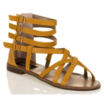 σανδάλια κίτρινα δερματίνη με χιαστί σε προσφορά