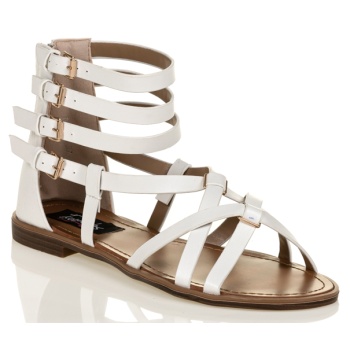 σανδάλια λευκά δερματίνη με χιαστί σε προσφορά