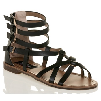 σανδάλια μαύρα δερματίνη με χιαστί σε προσφορά