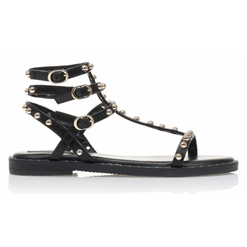 σανδάλια μαύρα δερματίνη με πολλαπλά σε προσφορά