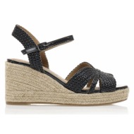  εσπαντρίγιες πλατφόρμες μαύρες δερματίνη σε σχέδιο πλεξούδα μαυρο