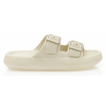 παντόφλες μπεζ λάστιχο με ρυθμιζόμενη σε προσφορά