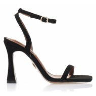  πέδιλα μαύρα σουέτ με ιδιαίτερο τακούνι μαυρο