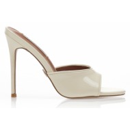 mules εκρού λουστρίνι με...