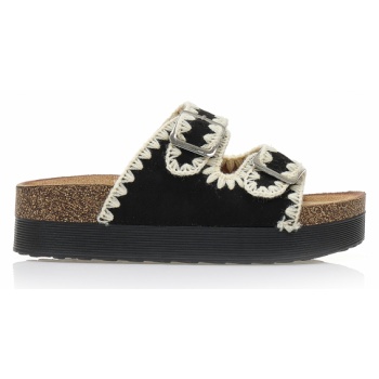 flatforms μαύρα σουέτ με πλεκτή σε προσφορά