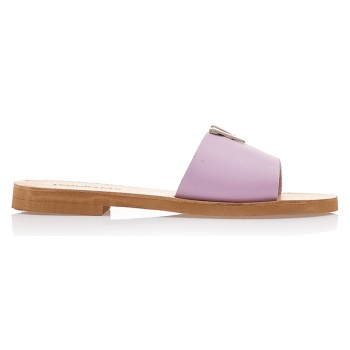 χειροποίητα σανδάλια λιλά δερματίνη με σε προσφορά