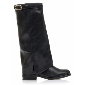 μπότες μαύρες δερματίνη με χρυσή σε προσφορά