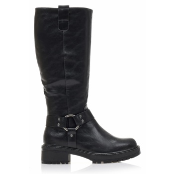 μπότες μαύρες δερματίνη με ασημένια σε προσφορά