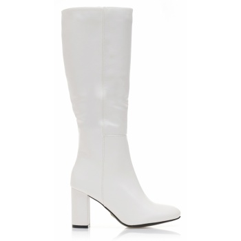 μπότες λευκές δερματίνη με στρογγυλό σε προσφορά
