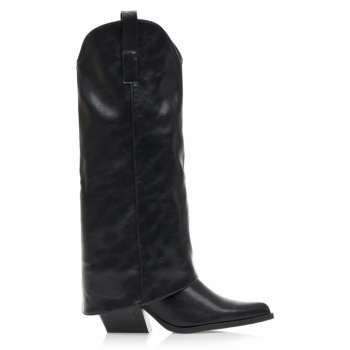 μπότες μαύρες δερματίνη με μυτερό σε προσφορά