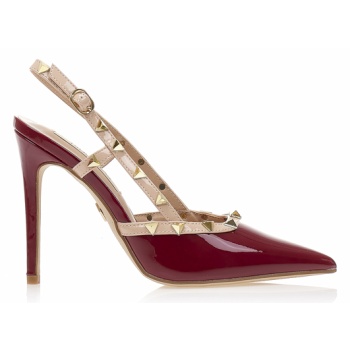 γόβες mules μπορντό λουστρίνι με χρυσά σε προσφορά