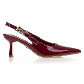 γόβες mules μπορντό λουστρίνι μυτερές σε προσφορά