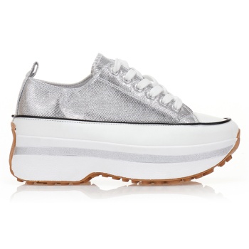 αθλητικά ασημί υφασμάτινα με κορδόνια σε προσφορά