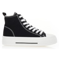  αθλητικά μαύρα μποτάκια υφασμάτινα με κορδόνια μαυρο