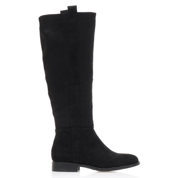 μπότες μαύρες σουέτ με φερμουάρ μαυρο