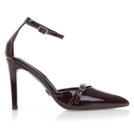  γόβες μπορντό λουστρίνι με διακοσμητικό λουράκι μπορντο