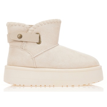 μποτάκια μπεζ σουέτ με πλεκτό σχέδιο σε προσφορά