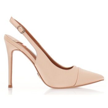 γόβες mules μπεζ σατέν με μυτερό σε προσφορά