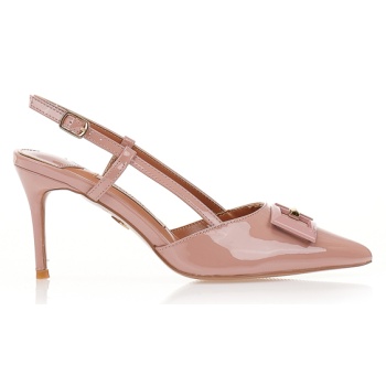 γόβες mules nude λουστρίνι με μεταλλική σε προσφορά