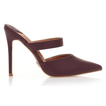 γόβες mules μπορντό δερματίνη με σε προσφορά