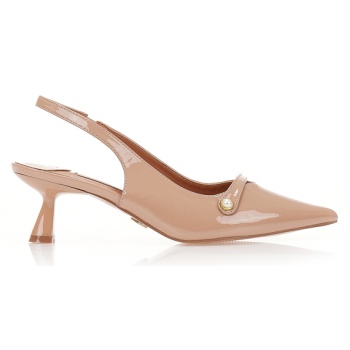 γόβες mules nude λουστρίνι με σε προσφορά