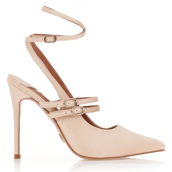 γόβες mules nude σατέν με ιδιαίτερο σε προσφορά