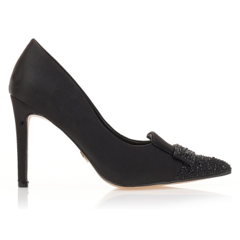 γόβες μαύρες σατέν με στράς στο σε προσφορά