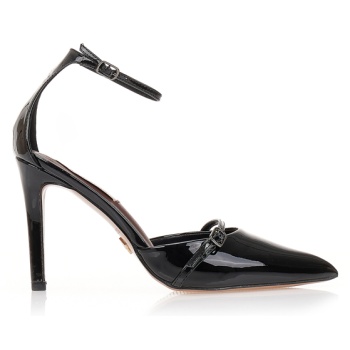 γόβες μαύρες λουστρίνι με διακοσμητικό σε προσφορά