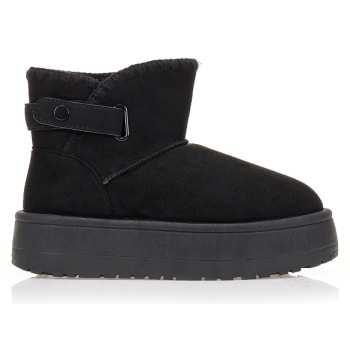 μποτάκια μαύρα σουέτ με πλεκτό σχέδιο σε προσφορά