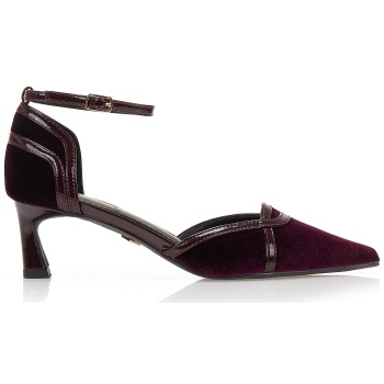 γόβες μωβ βελούδινες με δερματίνη σε προσφορά